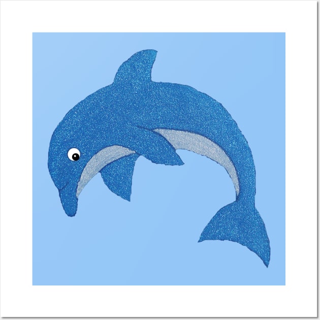 Sparkle Jumping Blue Dolphin Wall Art by DeerSpiritStudio